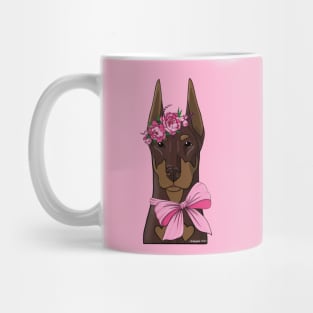 Red Doberman flower girl Mug